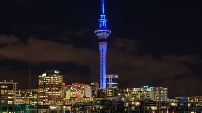 Keindahan Tinggi dari Puncak Sky Tower, di Selandia Baru